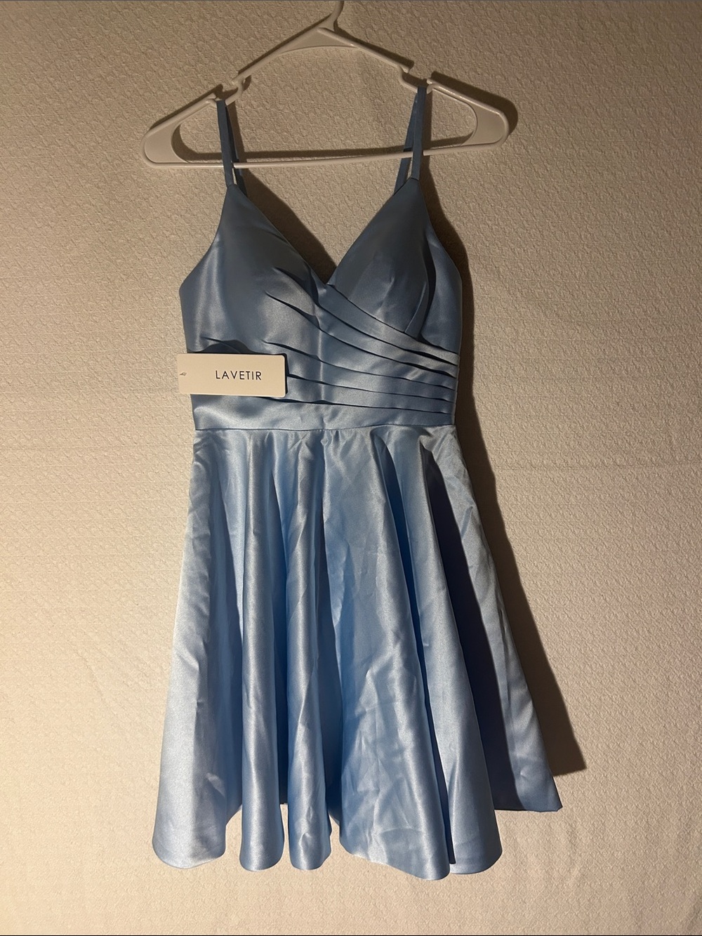 Women’s Lavetir Light Blue A-Line Satin Fit & Flare Dress Size 4